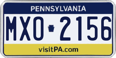 PA license plate MXO2156