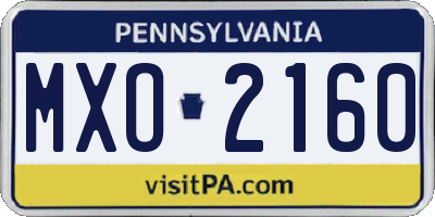 PA license plate MXO2160
