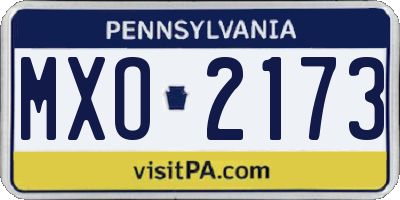 PA license plate MXO2173