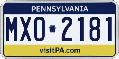 PA license plate MXO2181