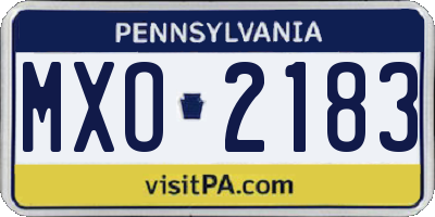 PA license plate MXO2183