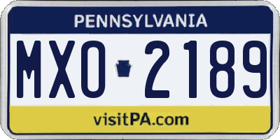 PA license plate MXO2189