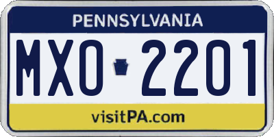 PA license plate MXO2201