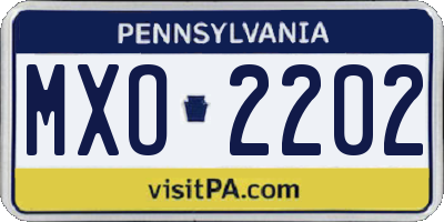 PA license plate MXO2202