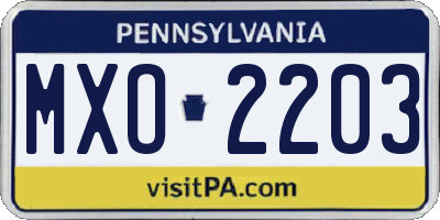 PA license plate MXO2203