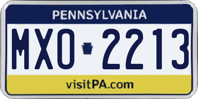 PA license plate MXO2213