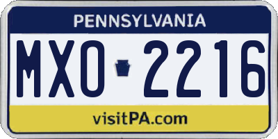 PA license plate MXO2216