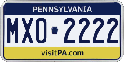 PA license plate MXO2222