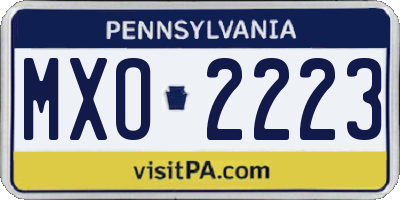 PA license plate MXO2223