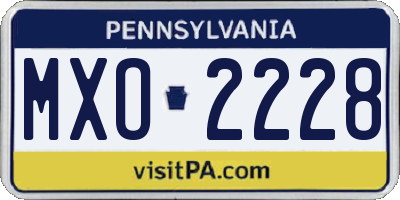 PA license plate MXO2228