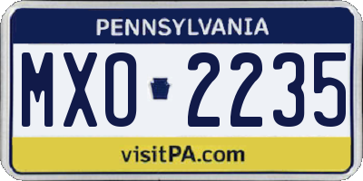PA license plate MXO2235