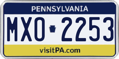 PA license plate MXO2253