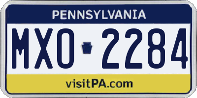 PA license plate MXO2284
