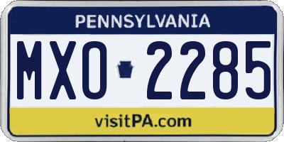 PA license plate MXO2285
