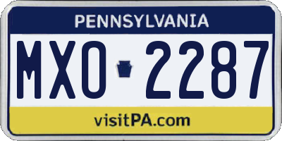 PA license plate MXO2287