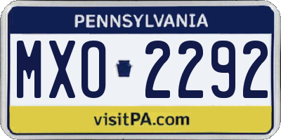 PA license plate MXO2292