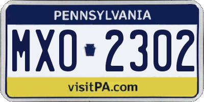 PA license plate MXO2302