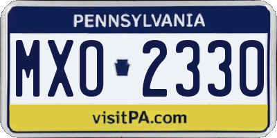 PA license plate MXO2330