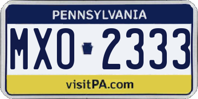 PA license plate MXO2333