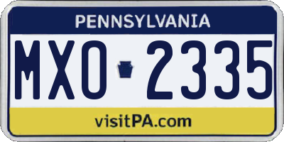PA license plate MXO2335
