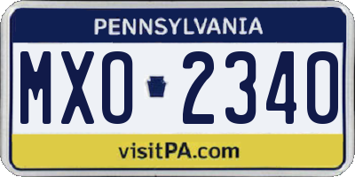 PA license plate MXO2340