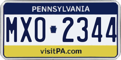 PA license plate MXO2344