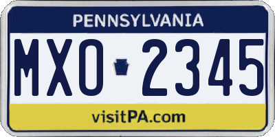 PA license plate MXO2345