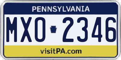 PA license plate MXO2346