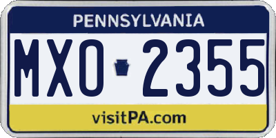 PA license plate MXO2355