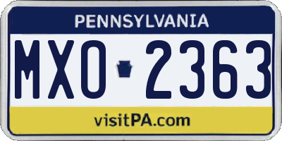 PA license plate MXO2363