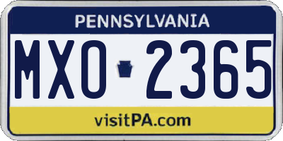 PA license plate MXO2365