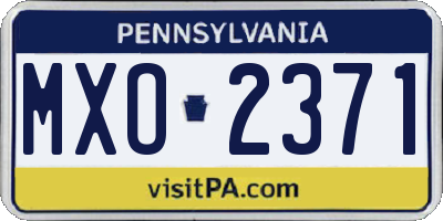 PA license plate MXO2371