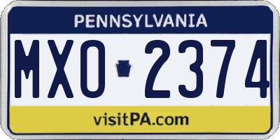 PA license plate MXO2374