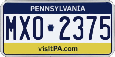 PA license plate MXO2375