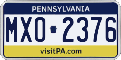 PA license plate MXO2376