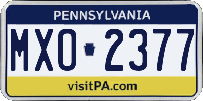 PA license plate MXO2377