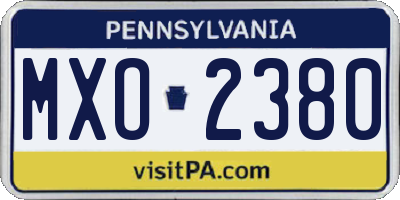 PA license plate MXO2380