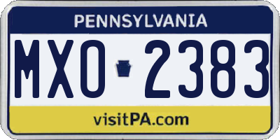 PA license plate MXO2383