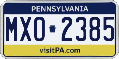 PA license plate MXO2385