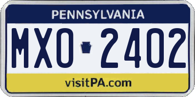PA license plate MXO2402