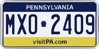 PA license plate MXO2409