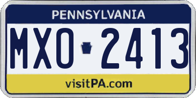 PA license plate MXO2413