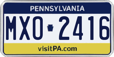 PA license plate MXO2416