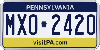 PA license plate MXO2420