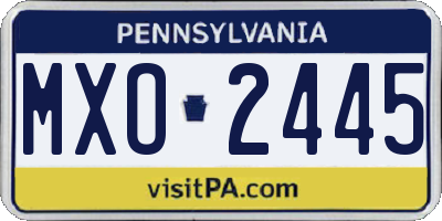 PA license plate MXO2445