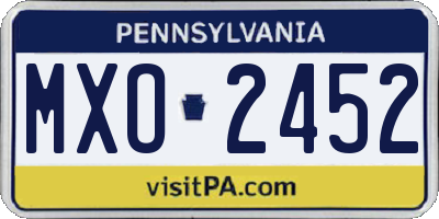 PA license plate MXO2452