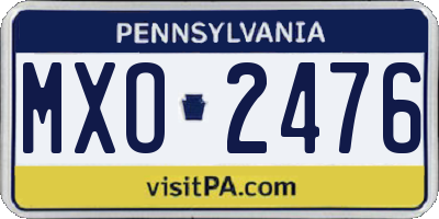 PA license plate MXO2476