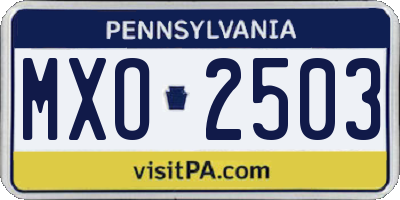 PA license plate MXO2503