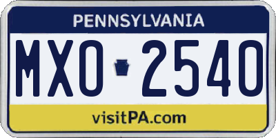 PA license plate MXO2540