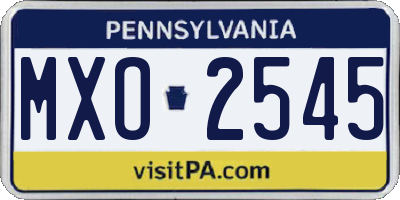 PA license plate MXO2545